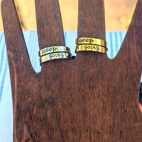 Ring-"Keep(fucking)Going" Double Layer Engraved,  Adjustable - Picture 1 of 5